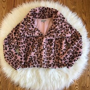 Pink Leopard Teddy Coat